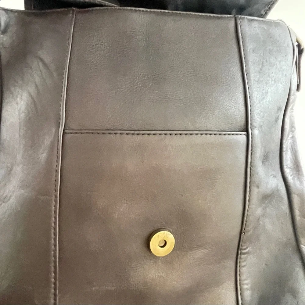 Leather Messenger Bag with Flap Closure